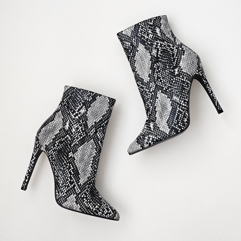 ASOS Public Desire Snake Print Stiletto Ankle Boots – Size 5